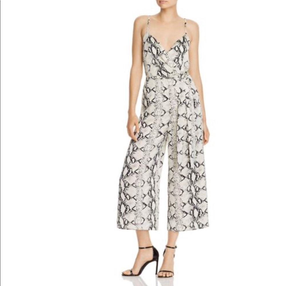 NEW Women's Snakeskin Print Cropped Jumpsuit, AQUA